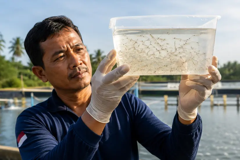 ciri benur udang vaname yang sehat sebelum tebar